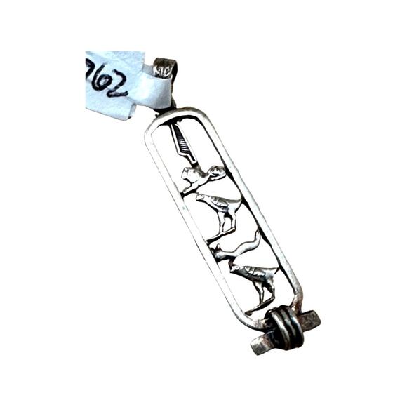 Vintage Egyptian Cartouche Pendant Sterling Silver - Picture 2 of 4